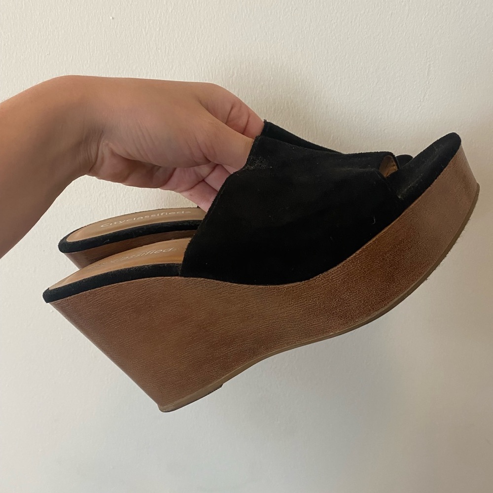Black suede wedges